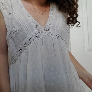 American Eagle White Flowy Top